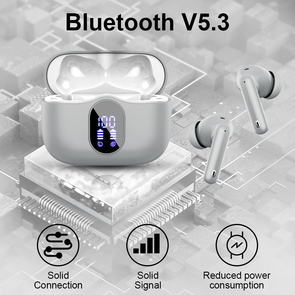 Wireless Earbuds Bluetooth 5.3 Deep Bass 36H Playtime Noise Cancel Btootos