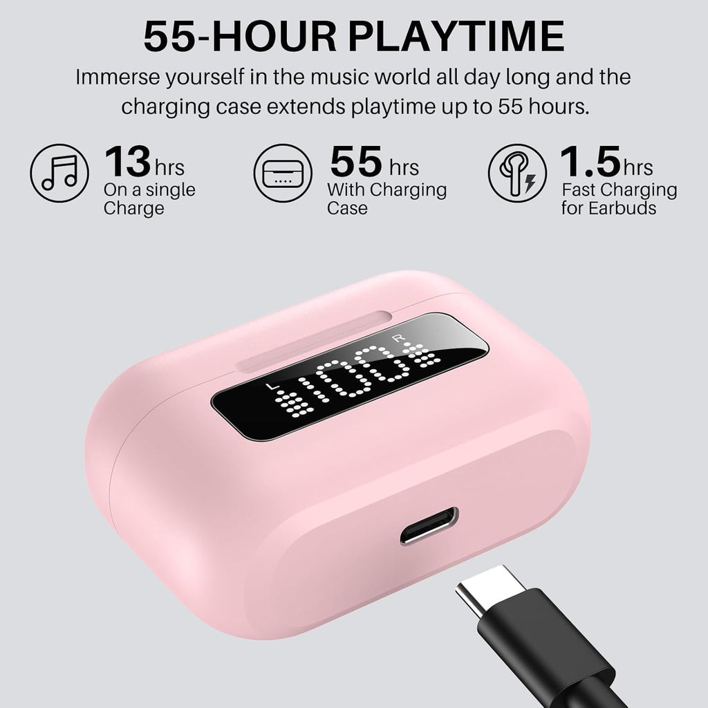 Hybrid Active Noise Cancelling Wireless Earbuds 55H Playtime IPX8 TOZO NC3