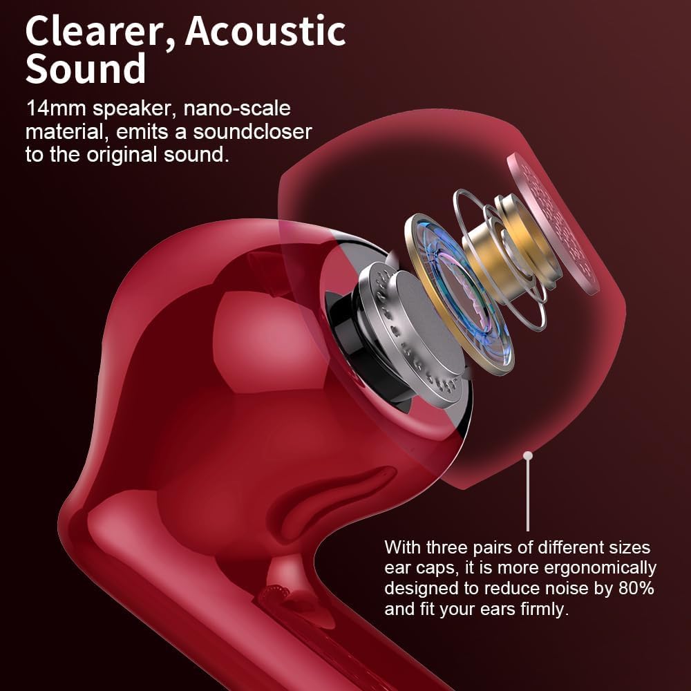 Wireless Earbuds Bluetooth 5.3 Deep Bass 36H Playtime Noise Cancel Btootos