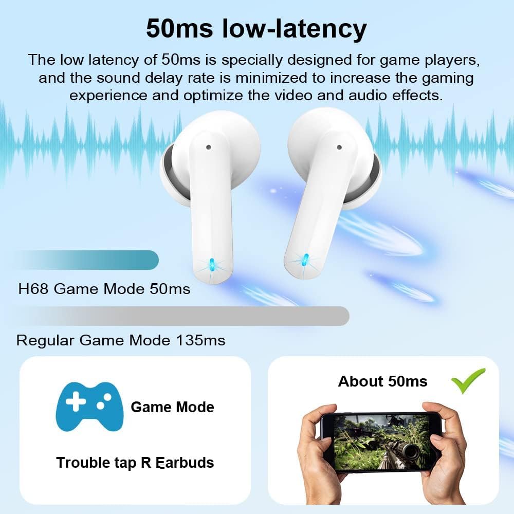 Wireless Earbuds Bluetooth 5.3 40H Playtime Noise Cancelling Mic Gaming