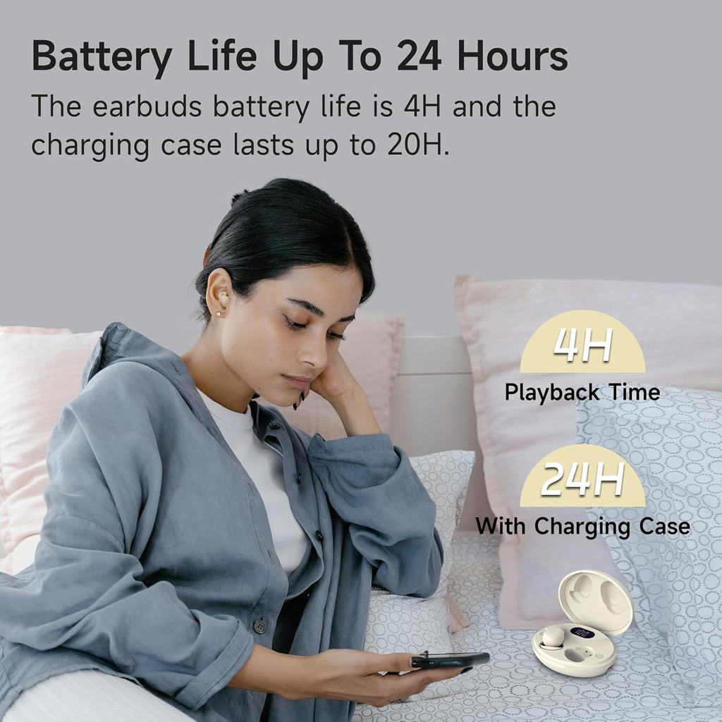 Sleep Earbuds for Side Sleepers Mini Bluetooth 5.3 Noise Cancelling iFecco