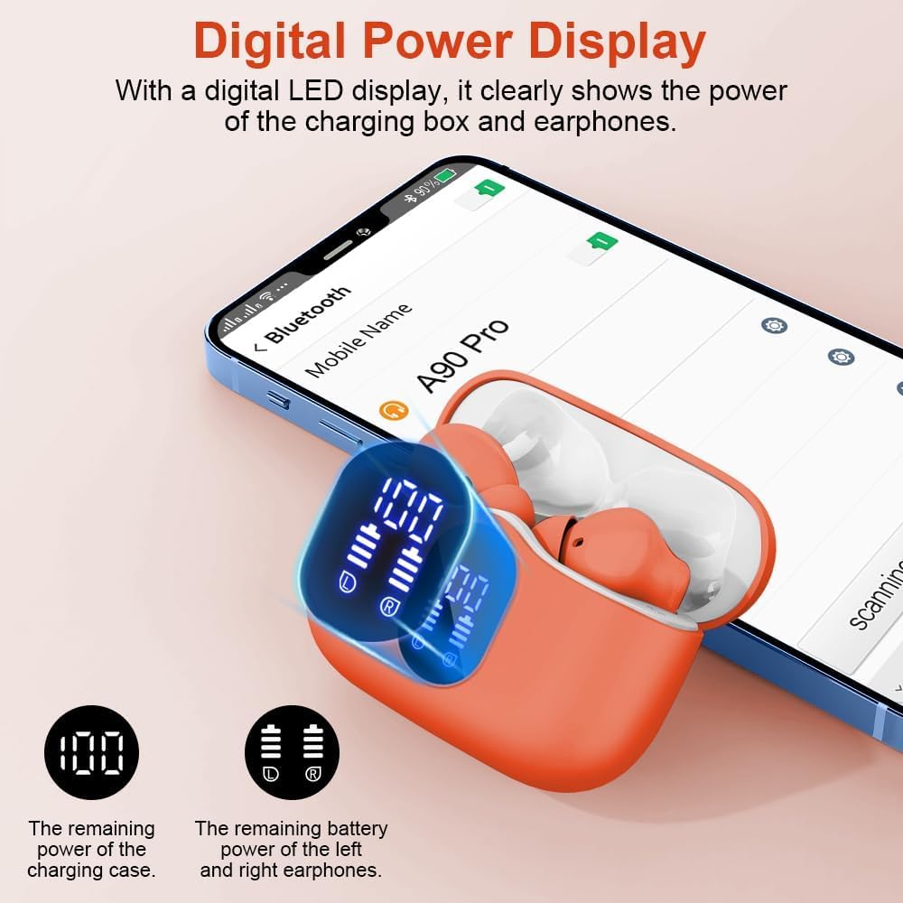 Wireless Earbuds Bluetooth 5.3 Deep Bass 36H Playtime Noise Cancel Btootos