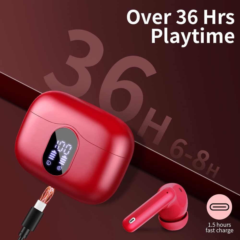 Wireless Earbuds Bluetooth 5.3 Deep Bass 36H Playtime Noise Cancel Btootos