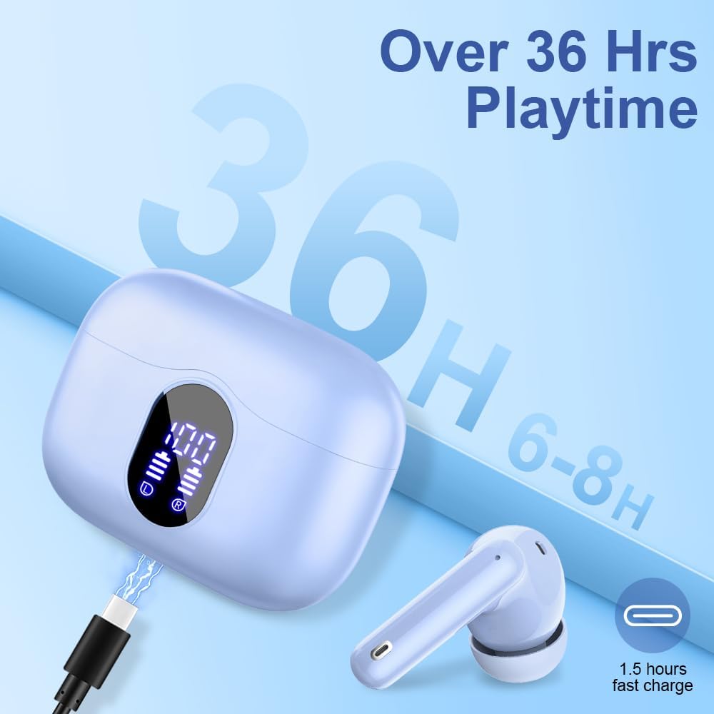 Wireless Earbuds Bluetooth 5.3 Deep Bass 36H Playtime Noise Cancel Btootos