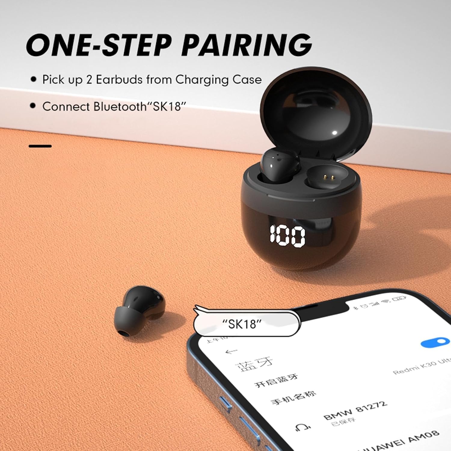 Mini Invisible Wireless Earbuds for Sleep, Bluetooth Discreet Design Xmenha