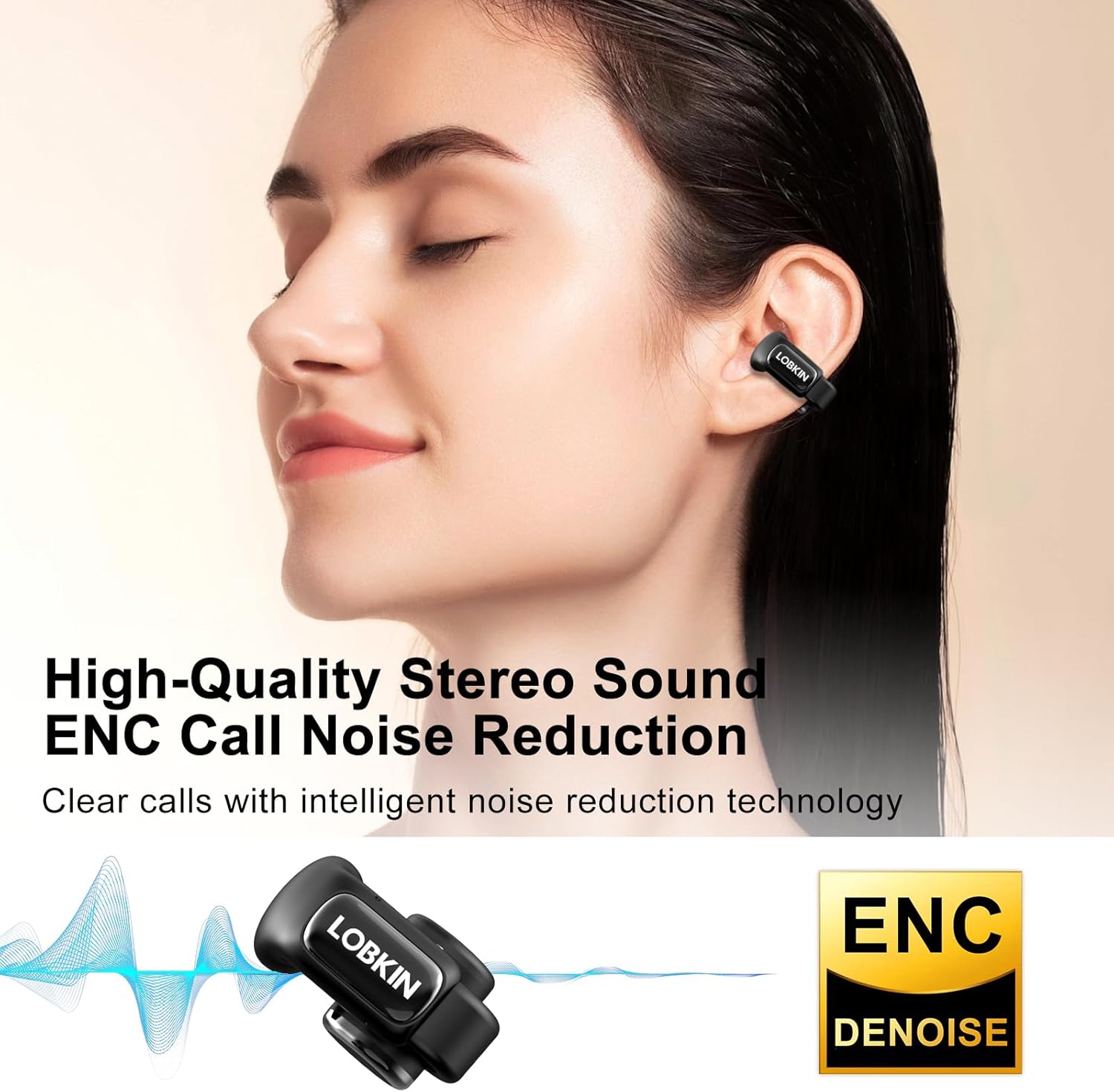 Open Ear Headphones 4GB Clip On Wireless Earbuds 36H Playtime Mic LOBKIN