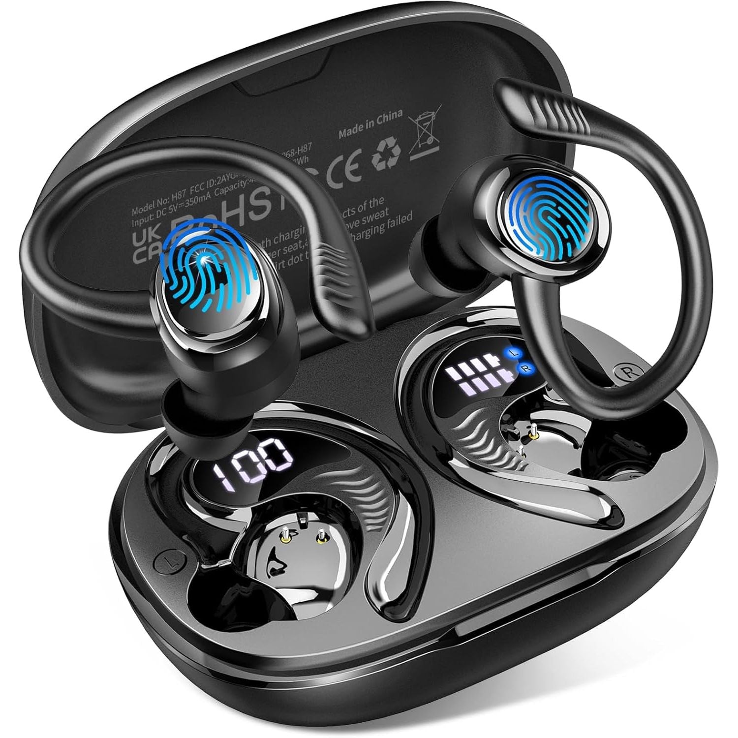 Wireless Sport Earbuds Bluetooth 5.4 Deep Bass 50H Playtime Headphones Hupoaf