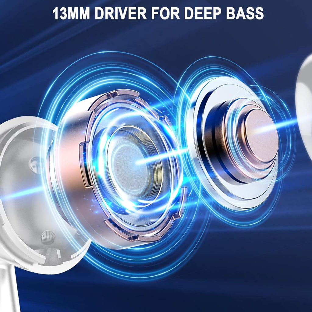 Wireless Earbuds Bluetooth 5.4 Deep Bass 40H Playtime ENC Mic Waterproof